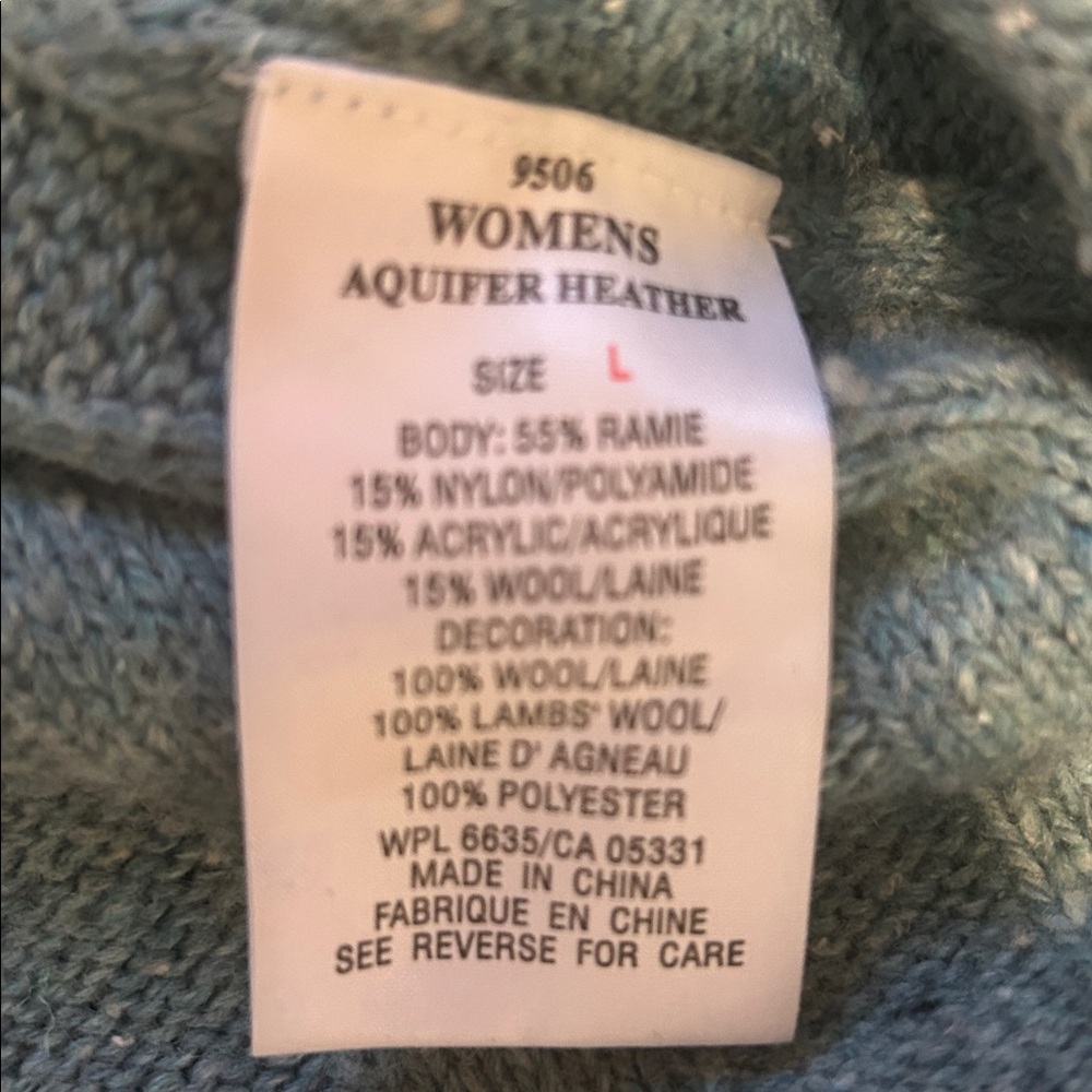 🩵$6 or 3/$10🩵 Woolwich teal heather embroidered sweater - Picture 6 of 6